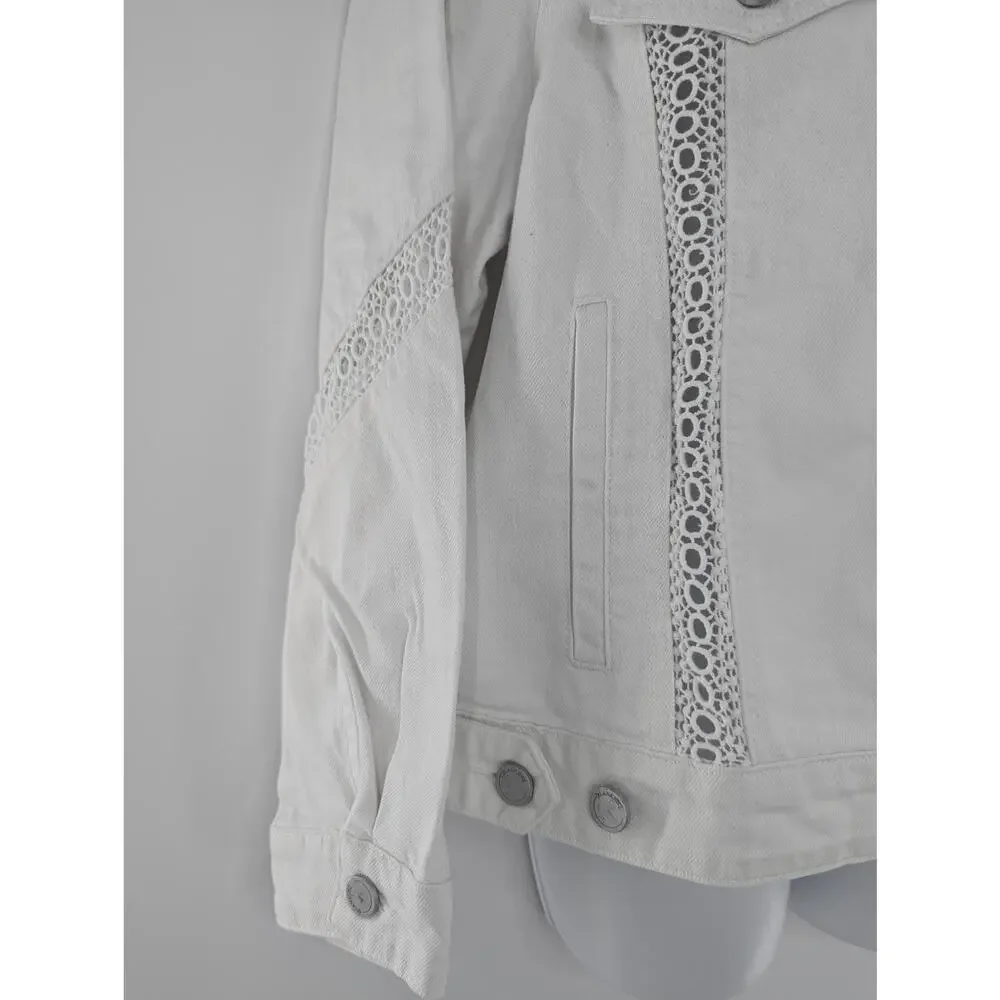 Blank NYC White Denim and Lace Jacket Size Medium - Picture 12 of 16